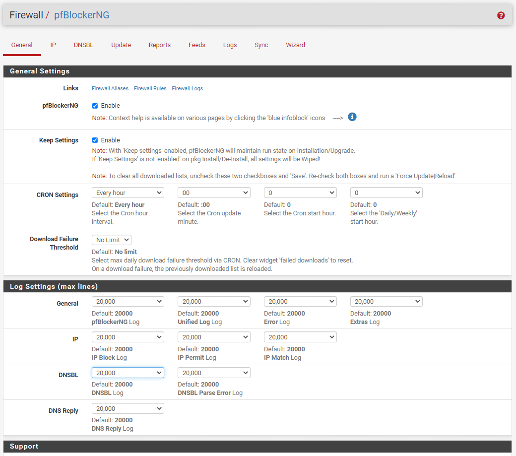 General Settings of pfBlockerNG