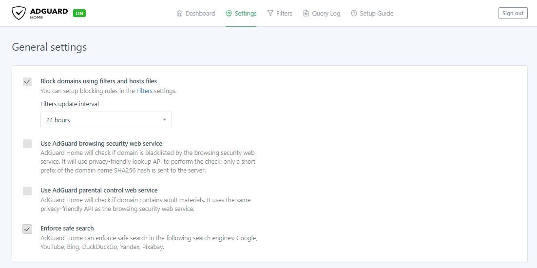Enabling Safe Search on AdGuard Home