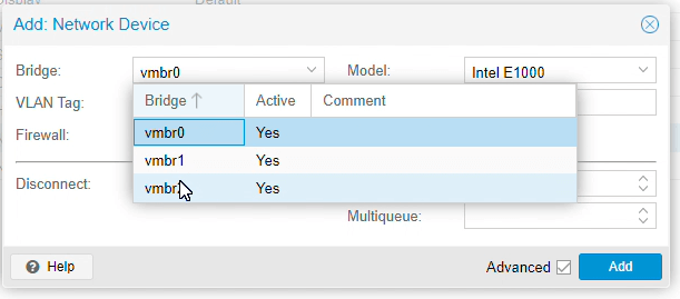 Selecting Linux bridge