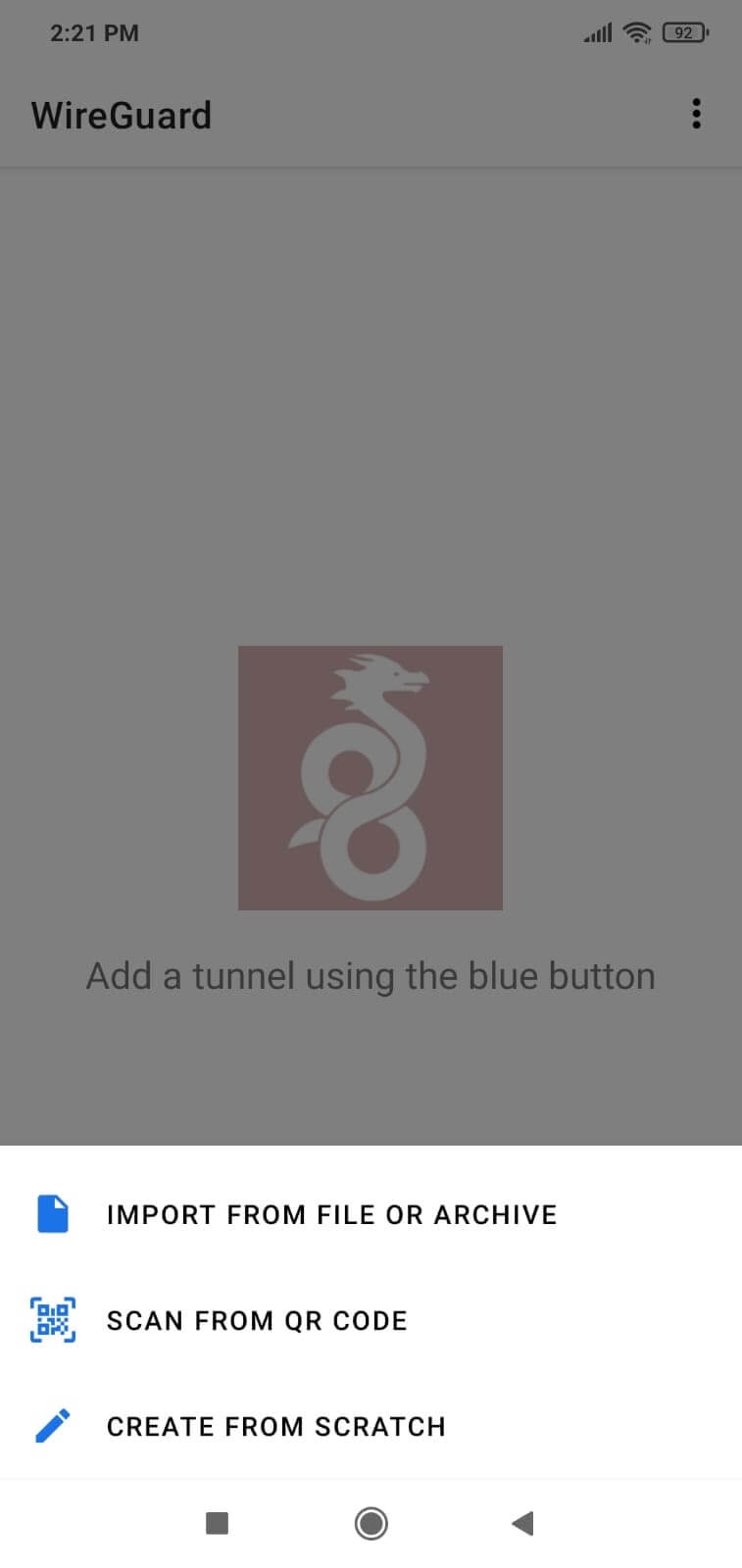 Importing tunnel configuration by scanning QR code