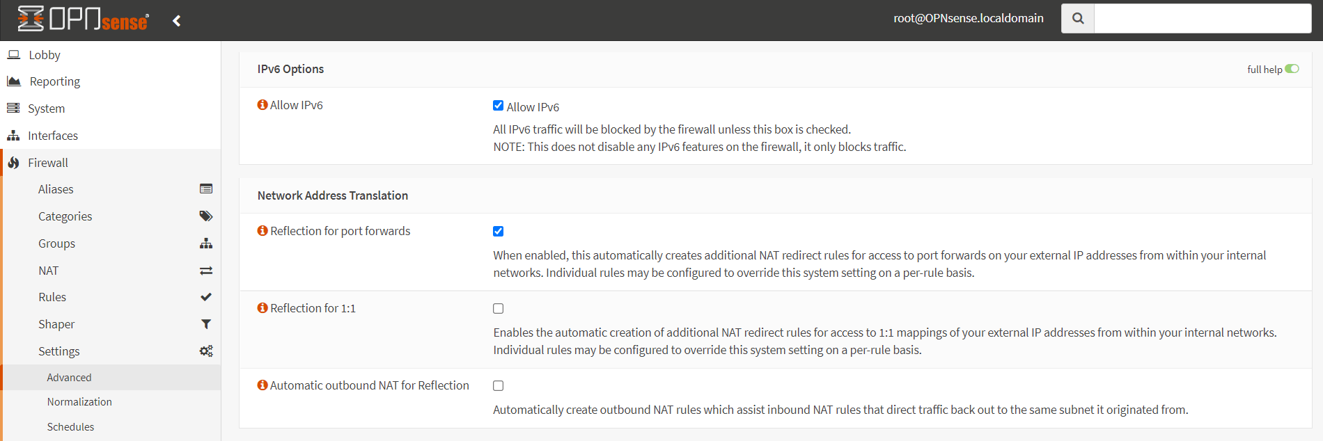 Enabling Reflection for port forwards