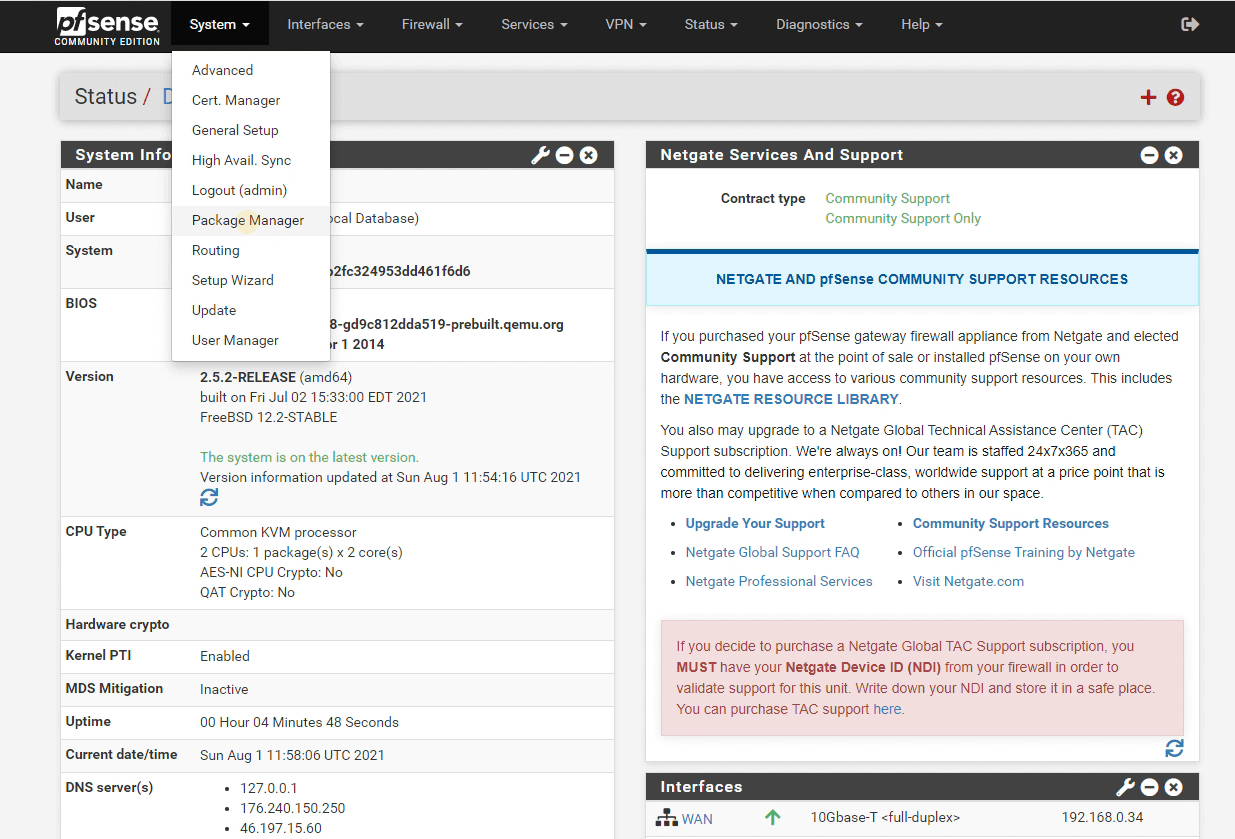 Accessing Package Manager on pfSense® Software CE GUI