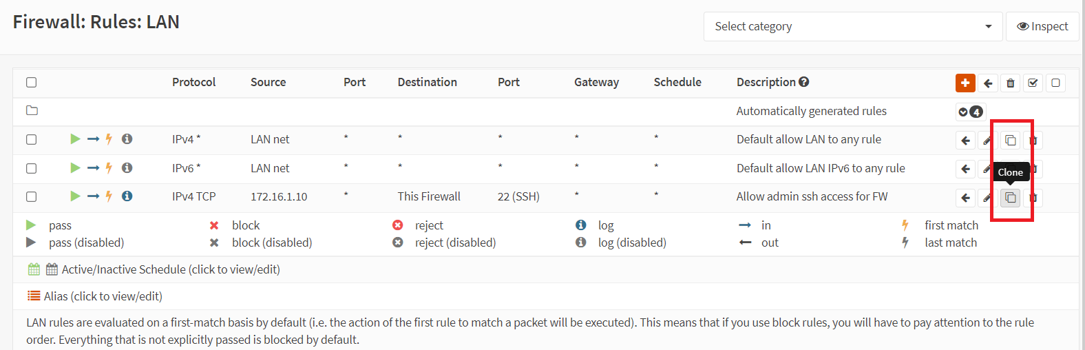 Cloning a firewall rule