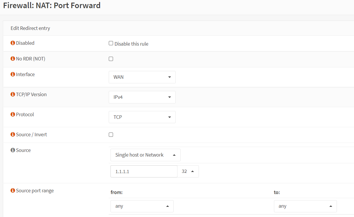 Port forwarding rule configuration for SSH(2222) in OPNsense-1