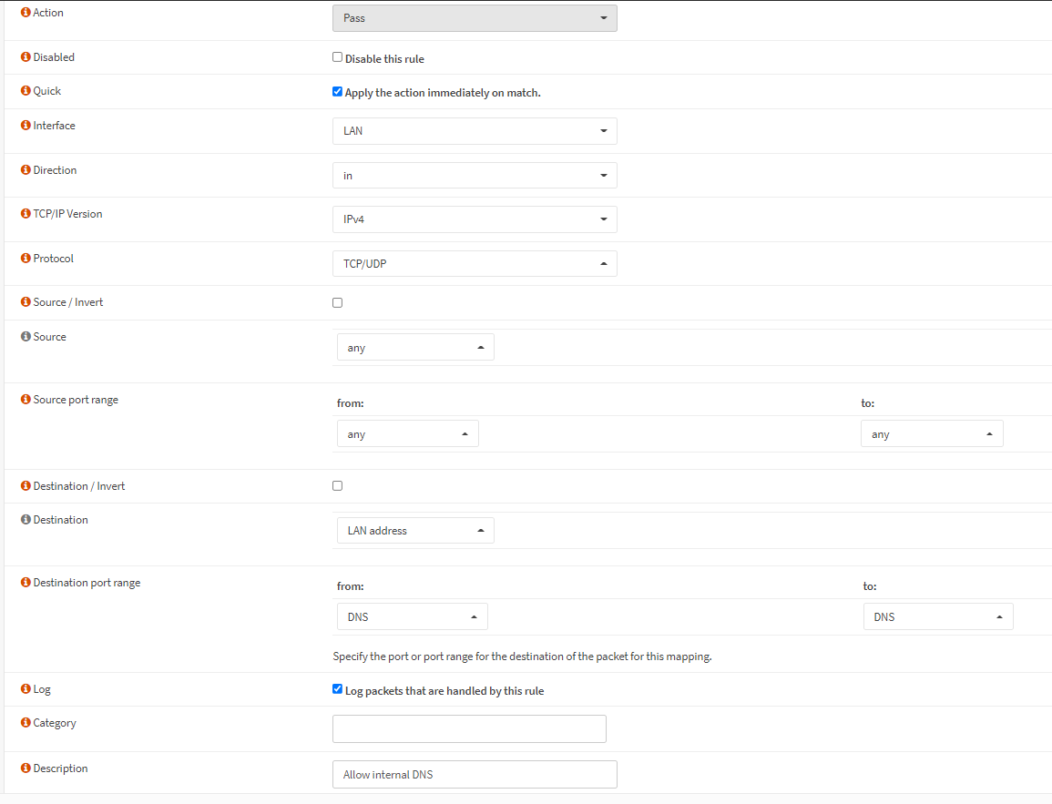 Allow Internal DNS firewall rule