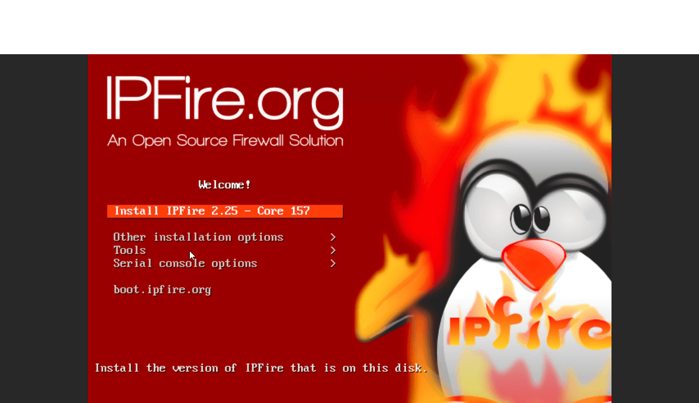IPFire Installation Boot Options