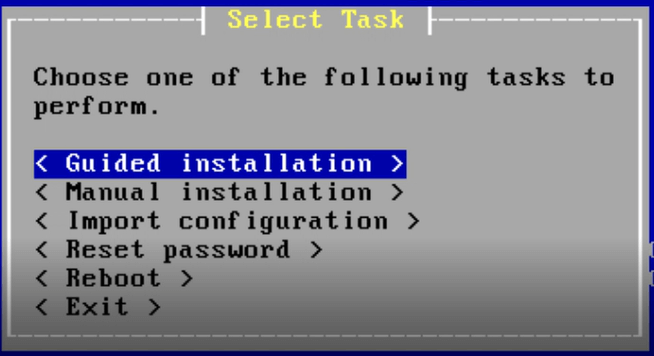 Selecting Guided installation