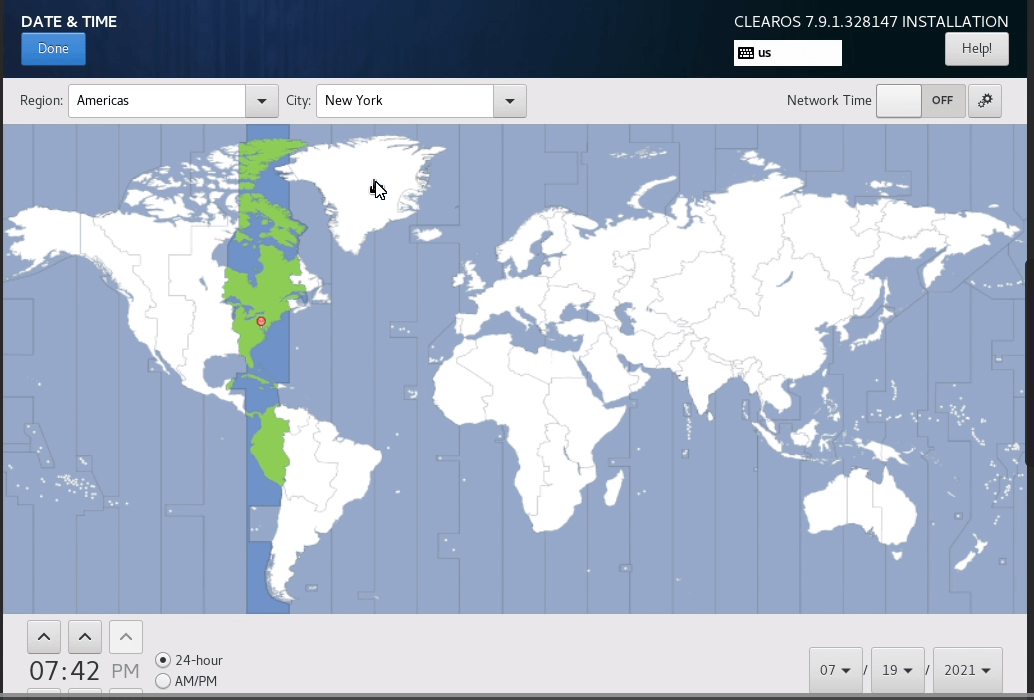 Timezone selection and NTP settings on ClearOS