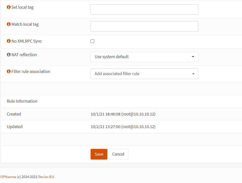 Port forwarding rule configuration for SSH(2222) in OPNsense-3