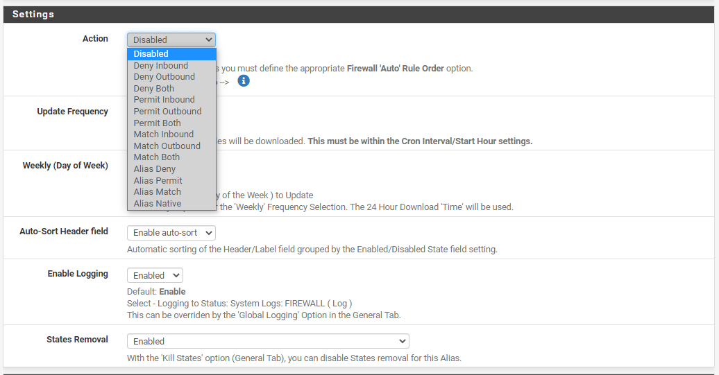  IPv4 category settings to add PRI3 feeds on pfBlockerNG