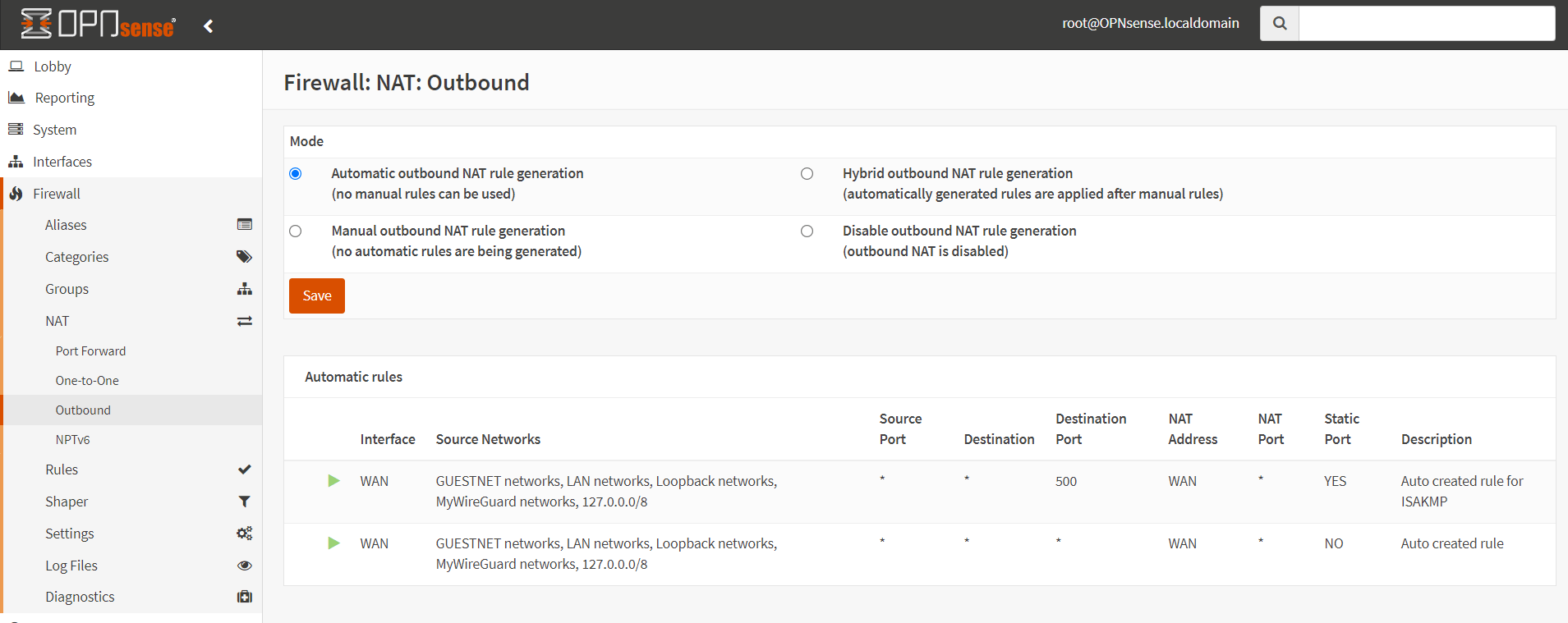 Outbound NAT configuration in OPNsense