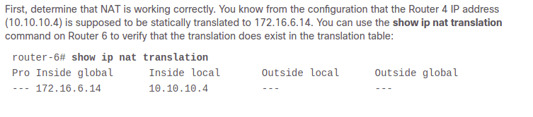 show ip nat translation command on a Cisco router