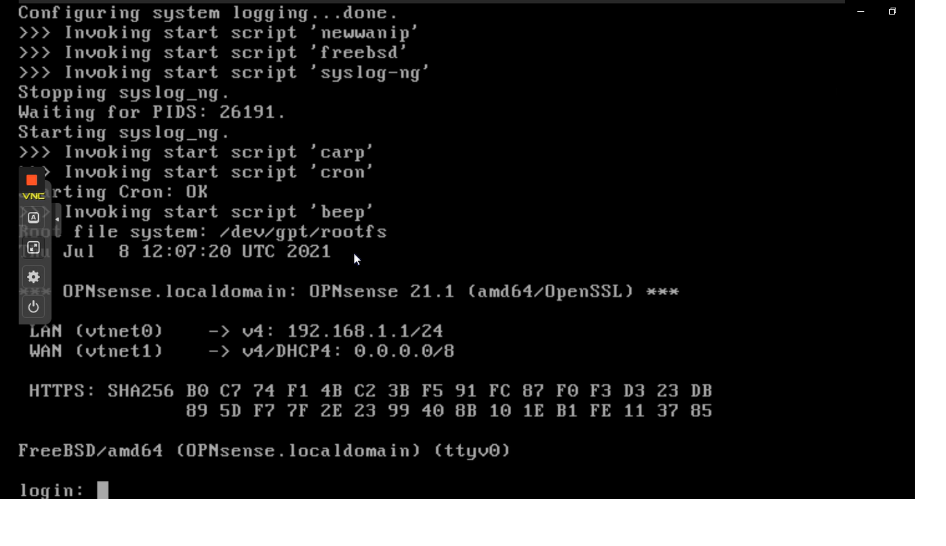  OPNsense CLI login prompt