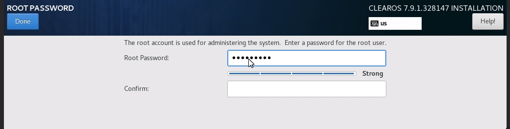 Setting a strong root password for ClearOS