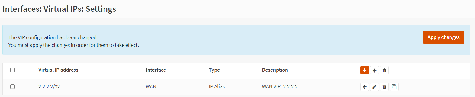 Virtual IP address settings in OPNsense