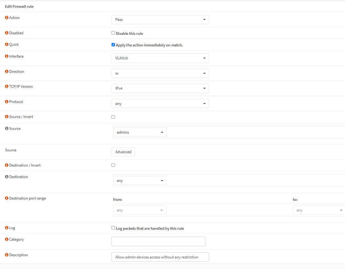 Allow admin devices access without any restriction