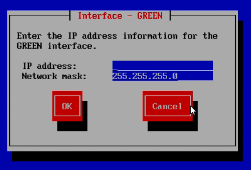 IP Address configuration for Green interface on IPFire