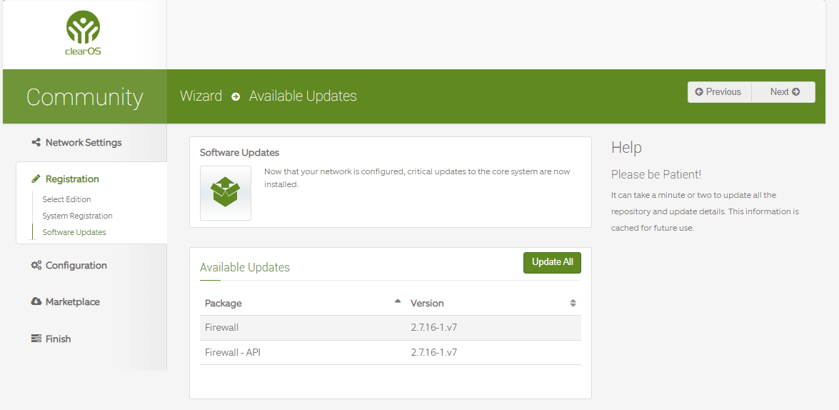 Available updates for ClearOS