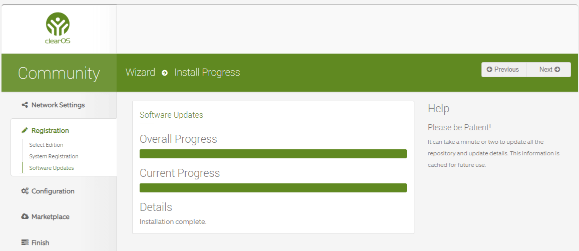 Software updates installation for ClearOS 