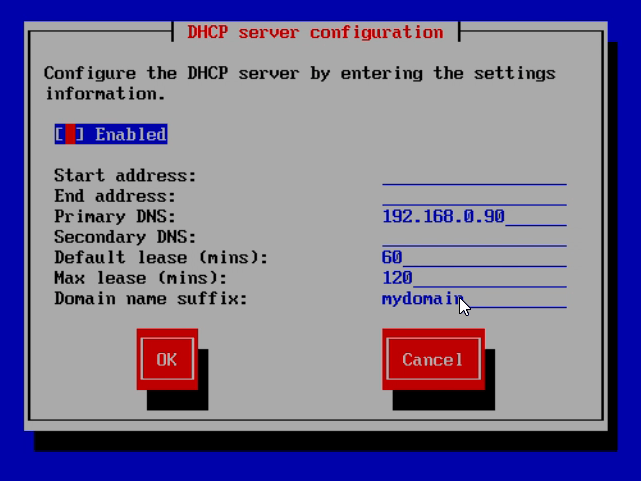 DHCP server configuration on IPFire