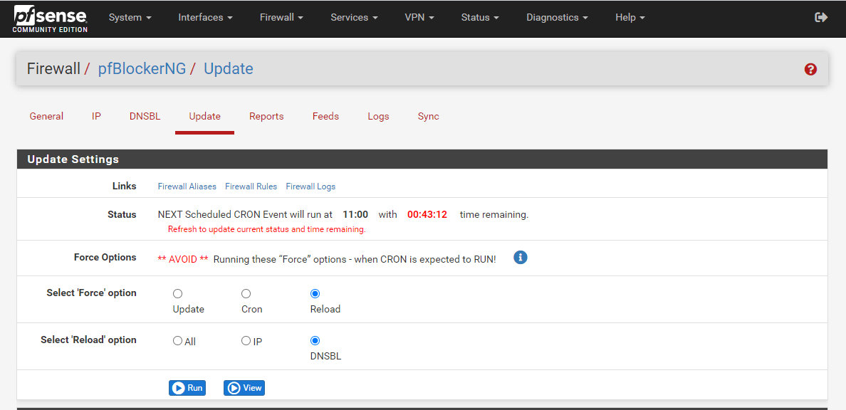 Forcing to reload the DNSBL list on pfblockerNG