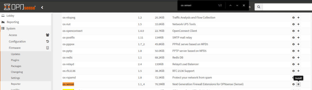 Installing os-sensei plugin on OPNsense