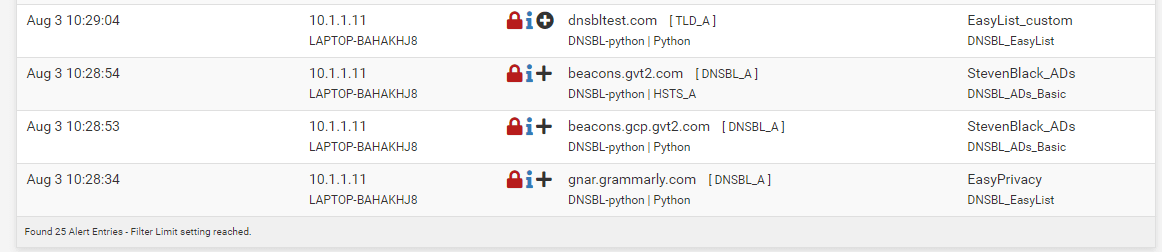 DNSBL alerts in pfBlockerNG