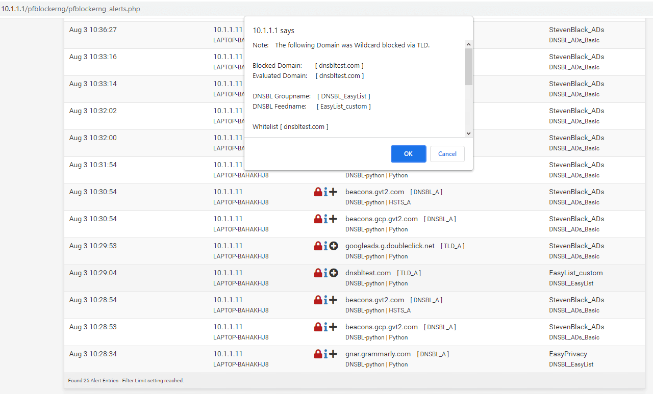 Domain Whitelisting on pfBlockerNG