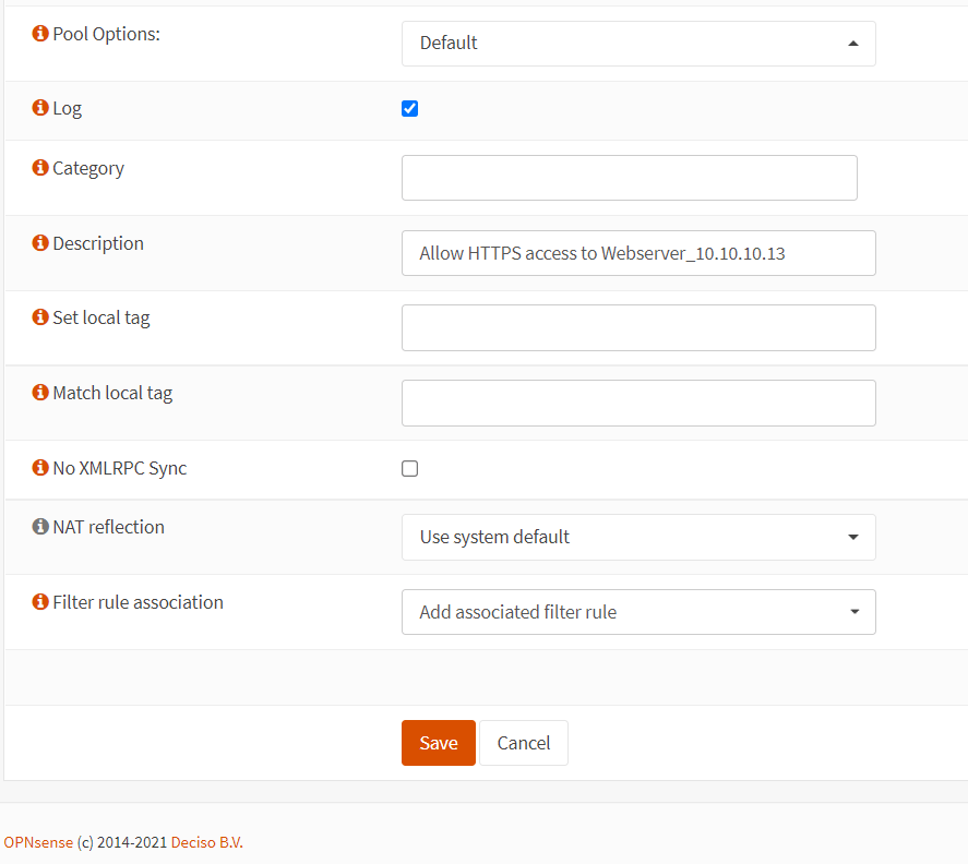 Port forwarding rule configuration for HTTPS in OPNsense-3