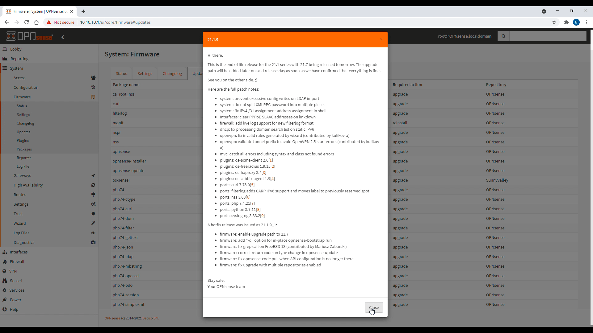 OPNsense 21.1.9 Release notes
