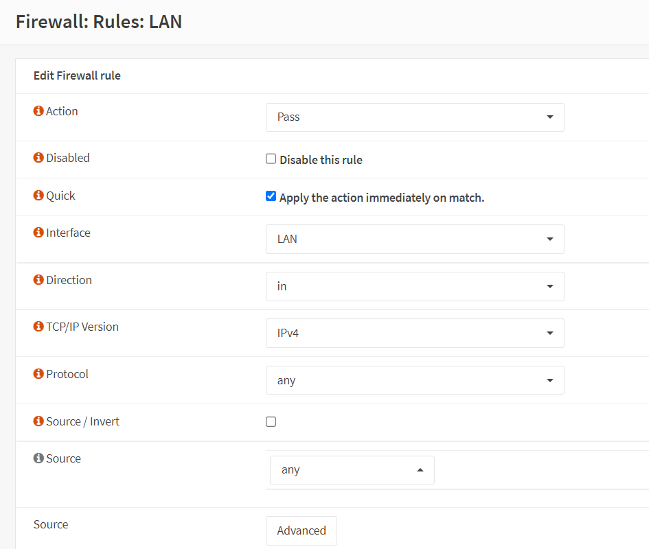 Creating Firewall Rule on LAN interface to Allow All Incoming Traffic