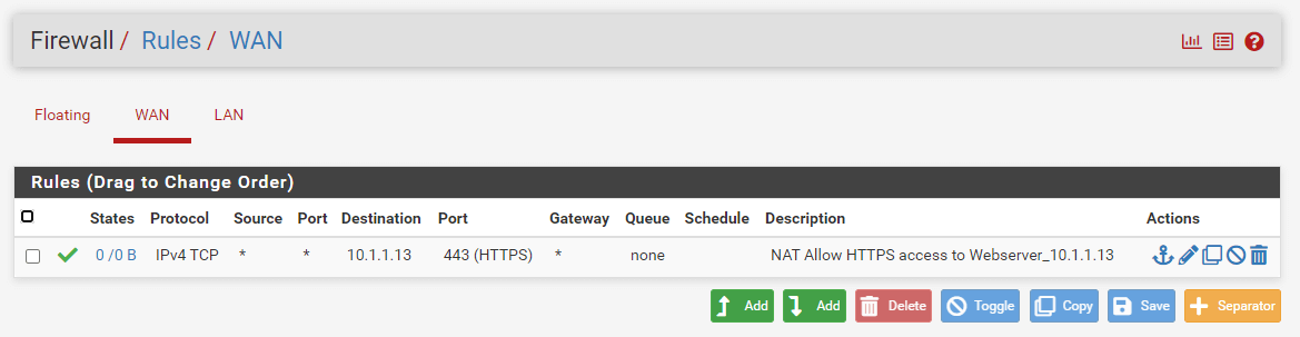 HTTP Port Forwarding Firewall Rule on WAN Interface