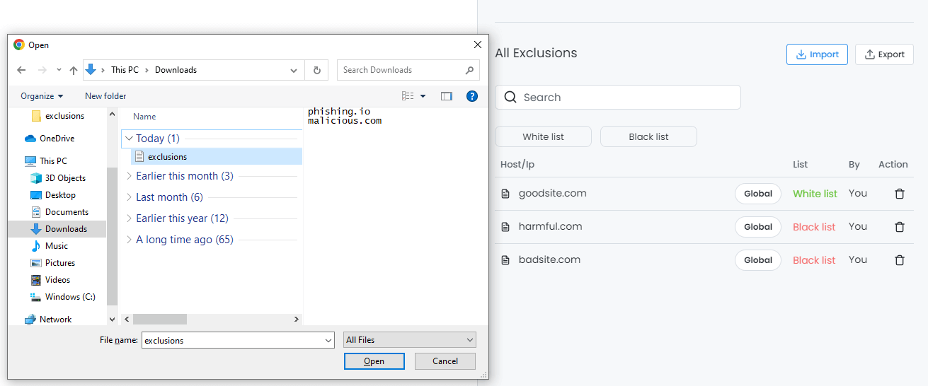 Import Exclusions