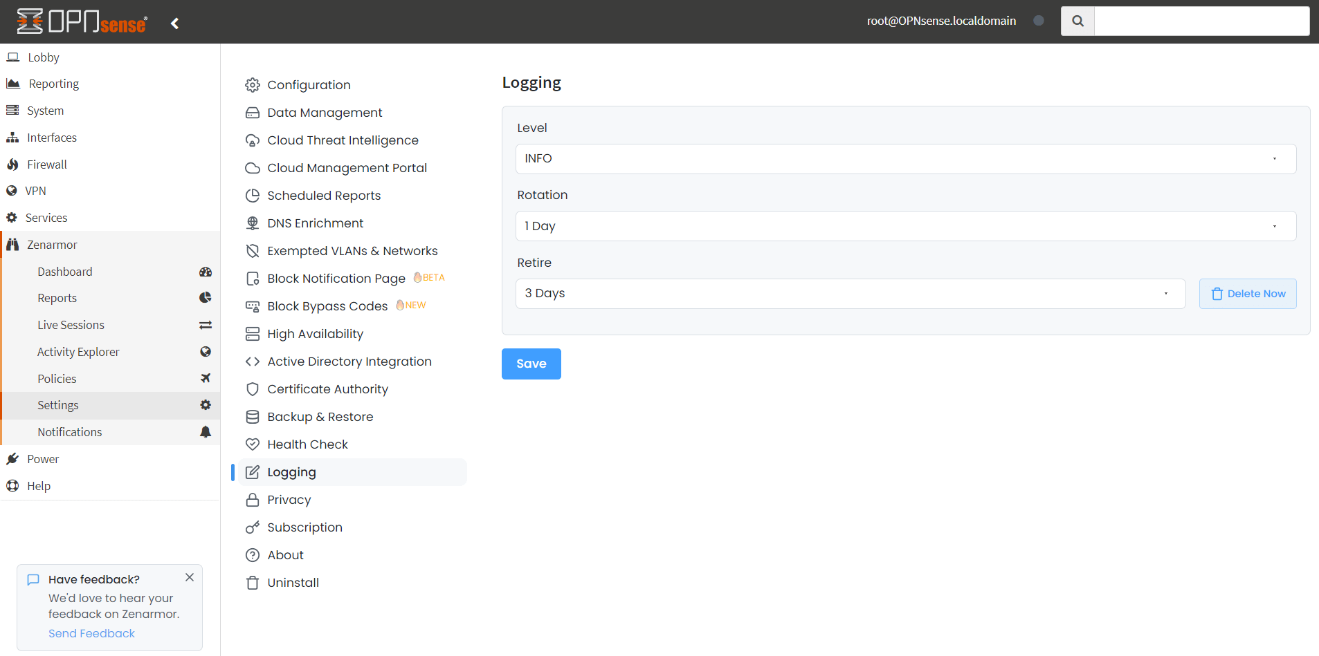 Configuring  Log level and log rotation