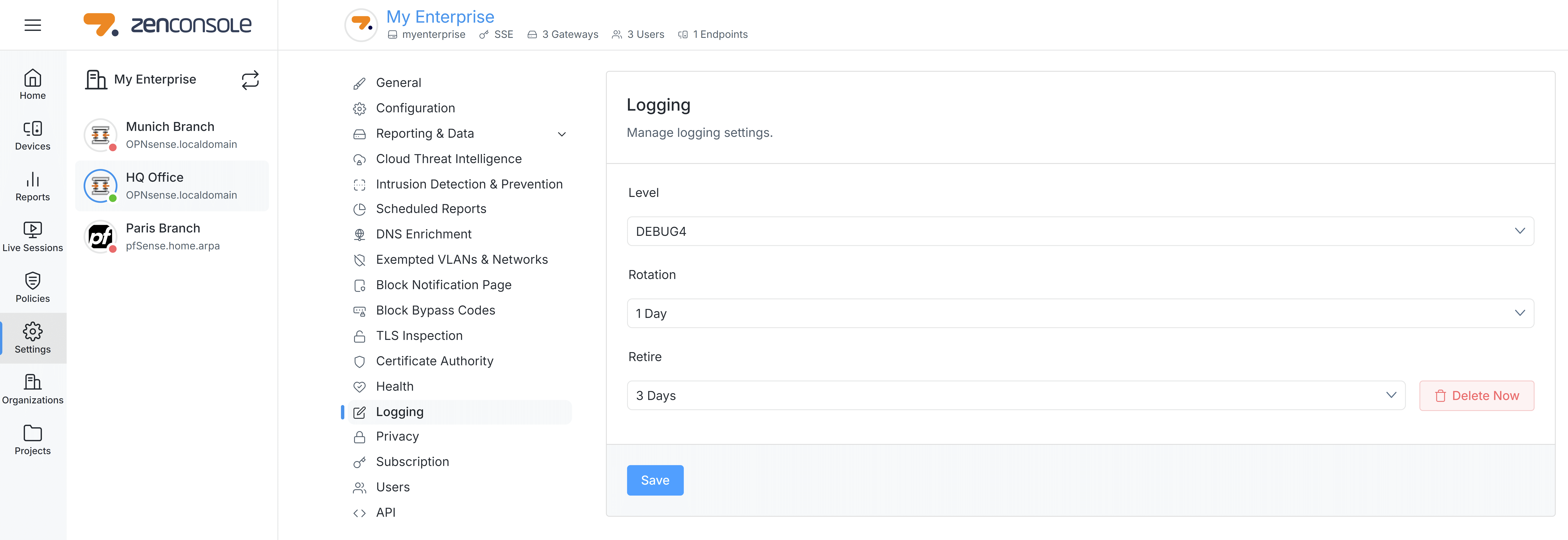Configuring  Log level and log rotation