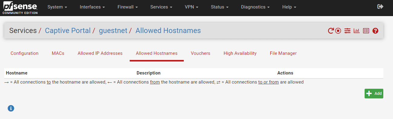 Managing Allowed Hostnames for Captive Portal on pfSense Firewall