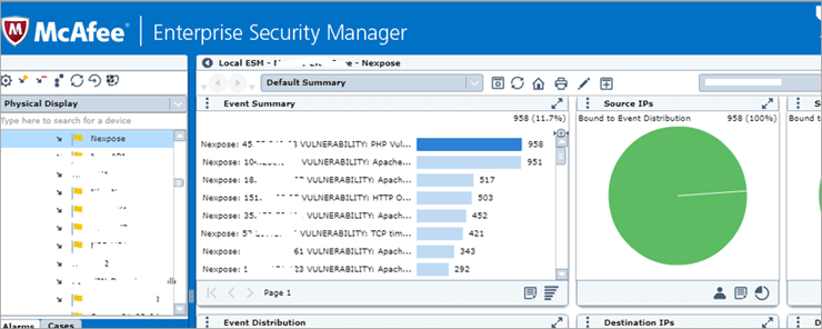 McAfee ESM Dashboard
