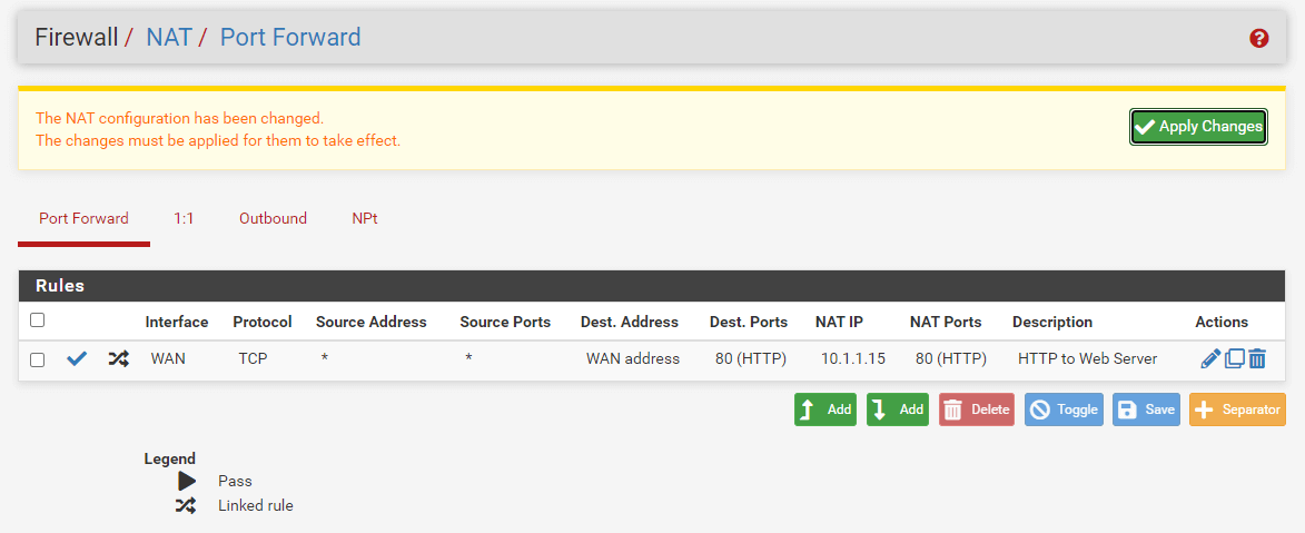 Viewing NAT Port Forward Ruleset