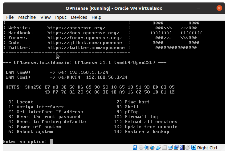 Opnsense Menu