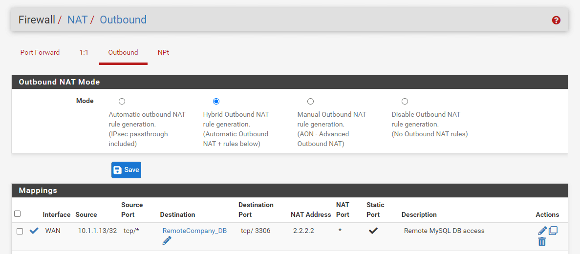 Outbound NAT rules on pfSense