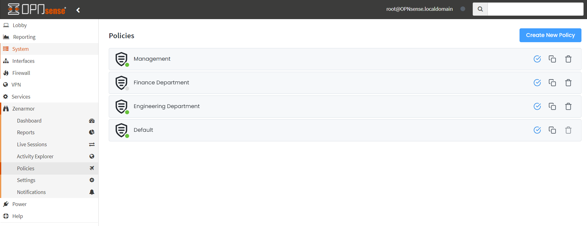 Policy List View