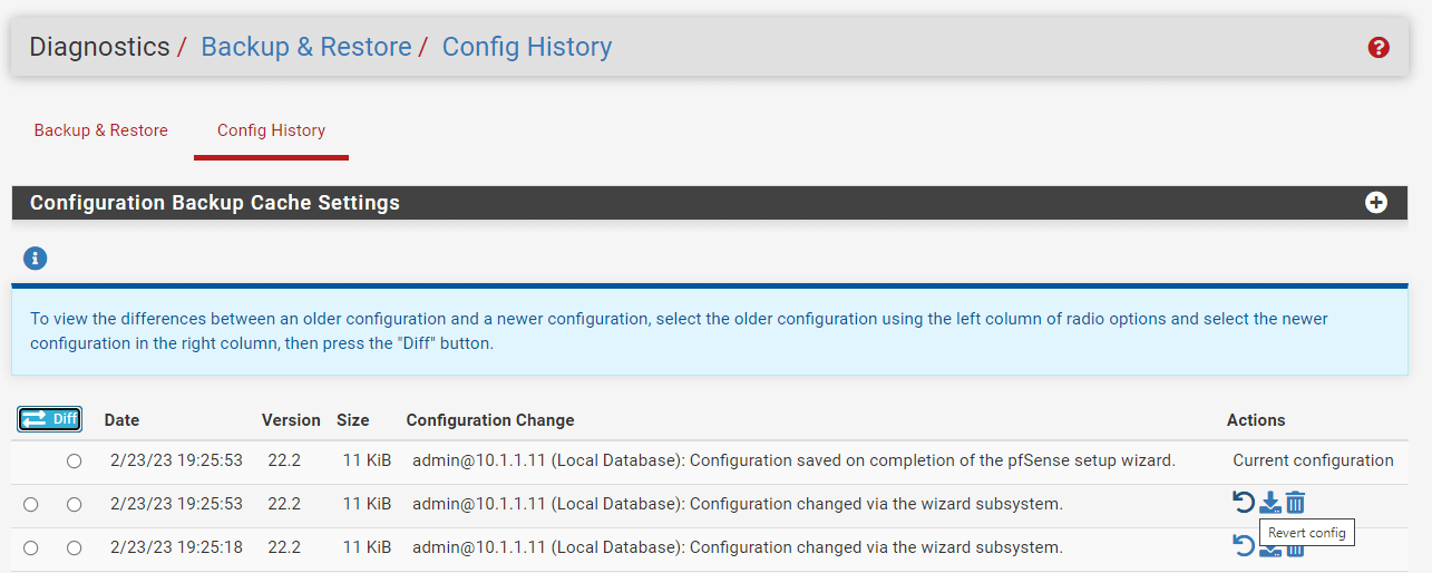 Restoring pfSense Configuration