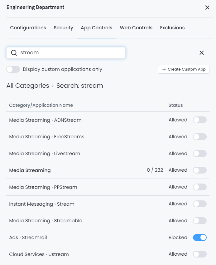 Dynamic search for Zenarmor application control Dynamic search for Zenarmor application control