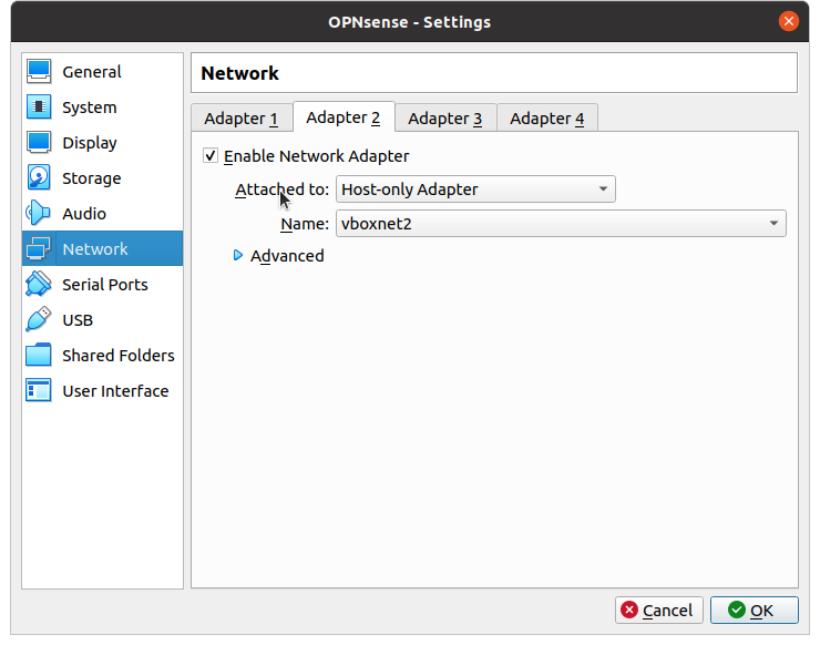 Creating 2.Network adapter on Virtual Box