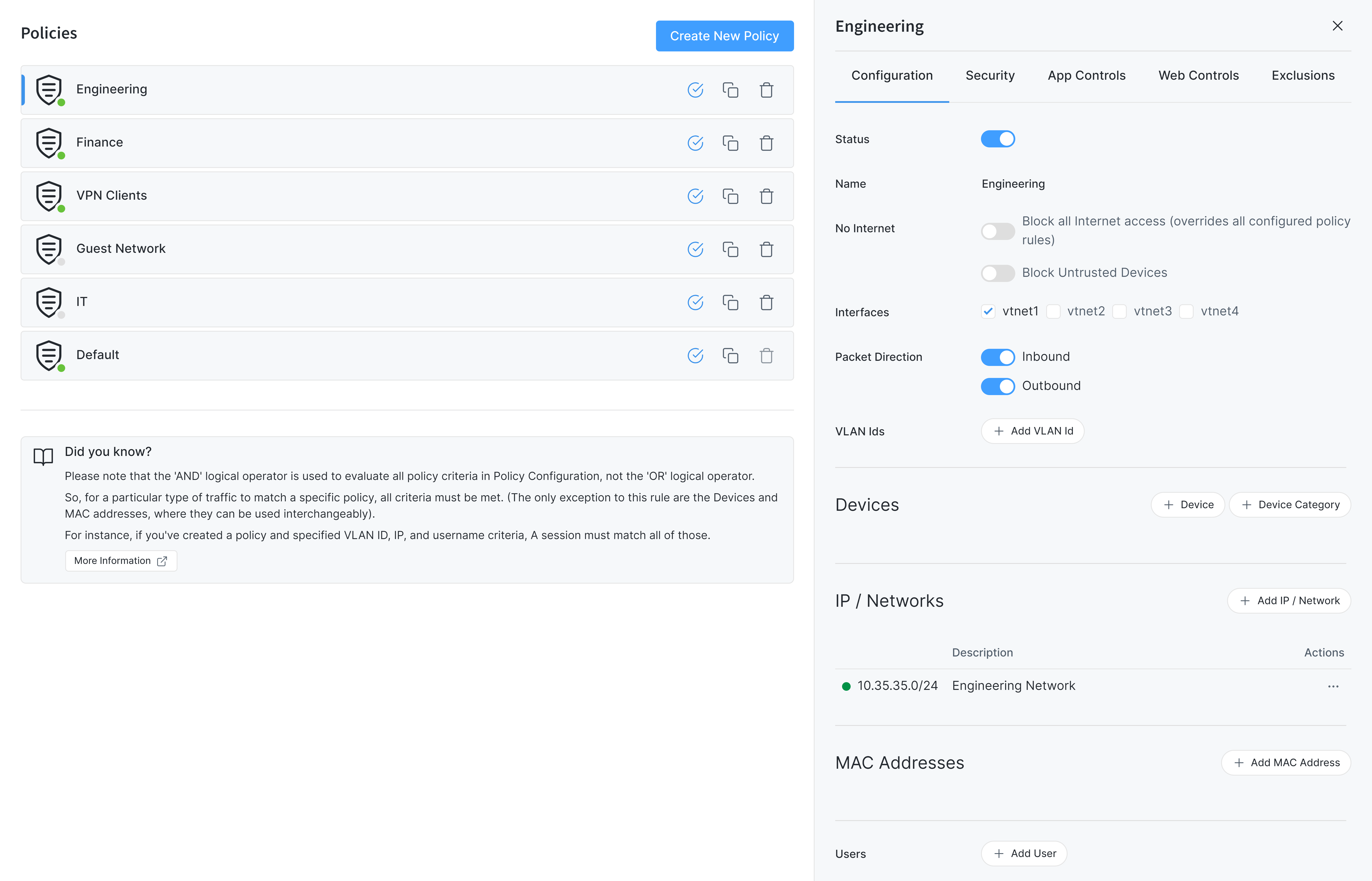 Zenarmor: Security Control Settings