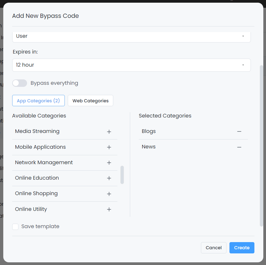Selecting Application Category