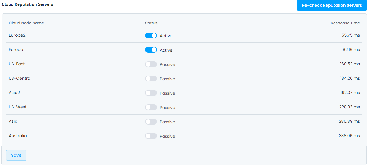 Selecting Cloud Reputation Servers