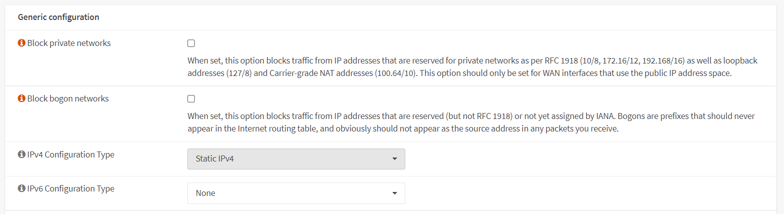 Selecting IPv4 Configuration Type as Static IPv4