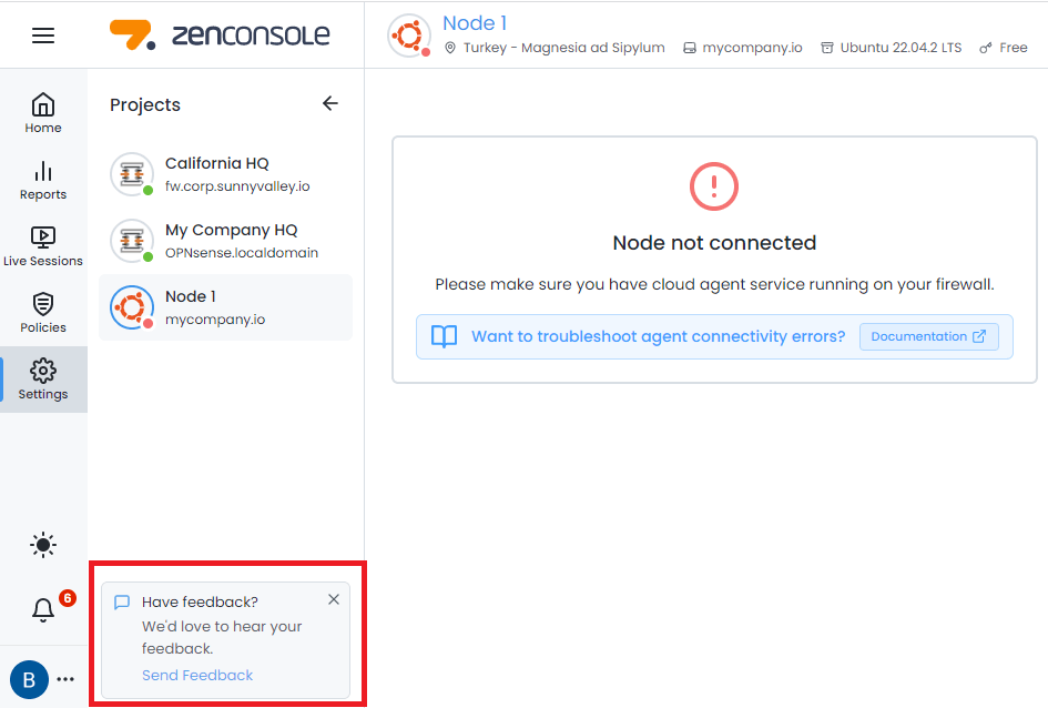 Send Feedback on Zenconsole