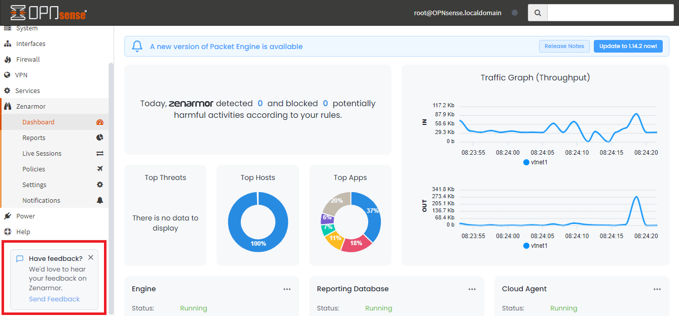 Send Feedback on OPNsense